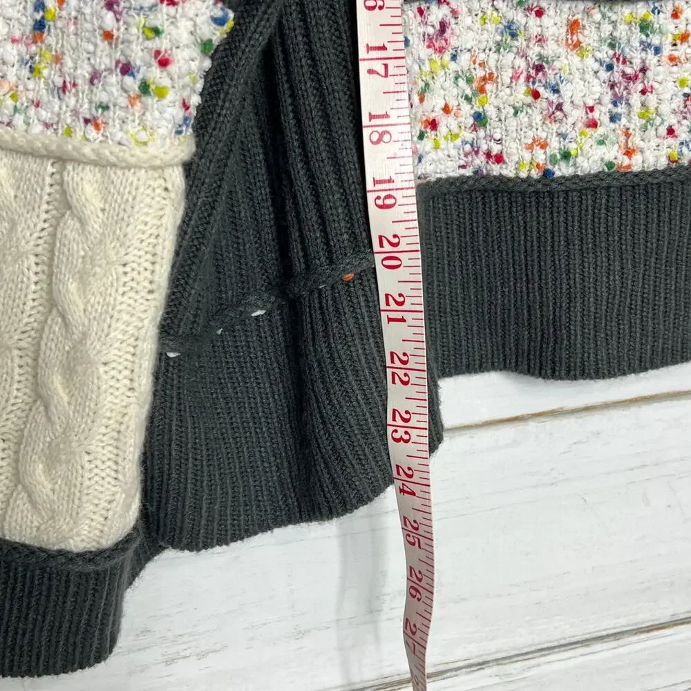 Mello Patchwork Sweater Colorblock Knit Henley Boho Size Small